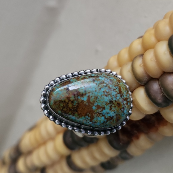 Beautiful NWOT Native American Navajo Handmade Turquoise & Sterling Ring 💙💚🤎 - Picture 10 of 12